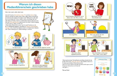 Buchcover und Innenansicht für das Buch: Mach deinen Medienführerschein
