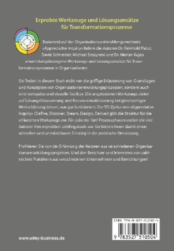 Buchcover und Innenansicht für das Buch: Wertschätzende Organisationsentwicklung