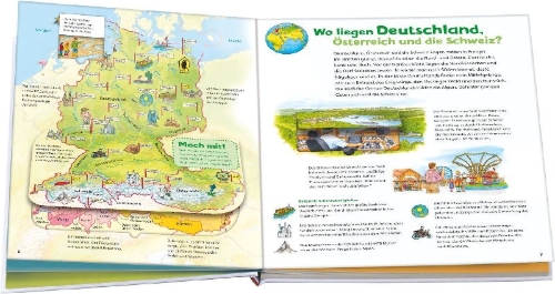 Buchcover und Innenansicht für das Buch: WAS IST WAS Junior Weltatlas für Kinder