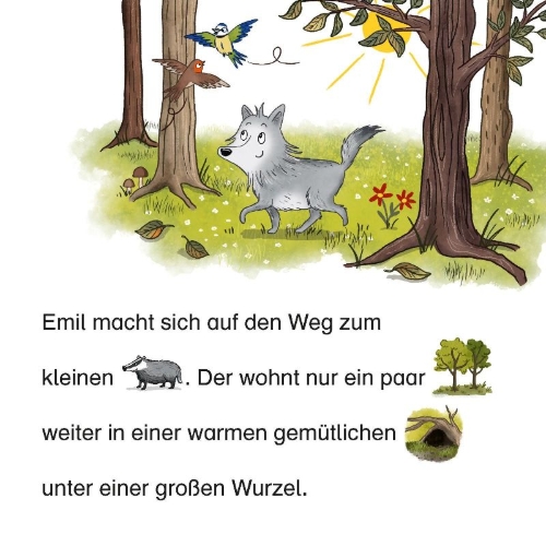 Buchcover und Innenansicht für das Buch: Maxi Pixi 470: Der kleine Wolf findet einen Freund