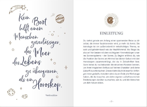 Buchcover und Innenansicht für das Buch: The little book of Astrology