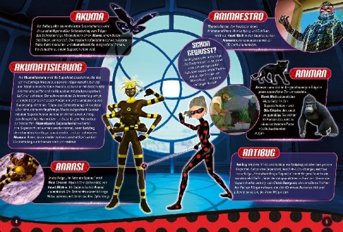 Buchcover und Innenansicht für das Buch: Miraculous: Das große Buch der Superschurken