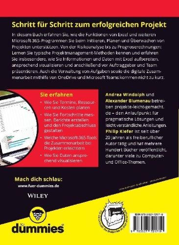 Buchcover und Innenansicht für das Buch: Projektmanagement mit Microsoft 365 für Dummies