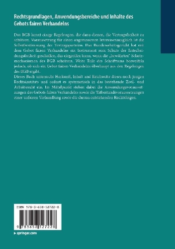 Buchcover und Innenansicht für das Buch: Rechtsgrundlagen, Anwendungsbereiche und Inhalte des Gebots fairen Verhandelns
