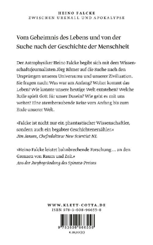 Buchcover und Innenansicht für das Buch: Zwischen Urknall und Apokalypse