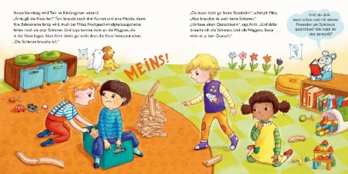 Buchcover und Innenansicht für das Buch: LESEMAUS 124: Wir können das! Teilen und abwechseln