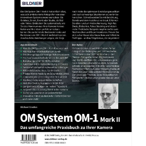 Buchcover und Innenansicht für das Buch: OM System OM-1 Mark II: Das umfangreiche Praxisbuch zu Ihrer Profi-Kamera