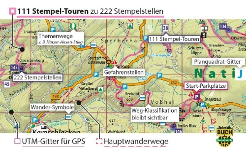 Buchcover und Innenansicht für das Buch: Harzer Wandernadel