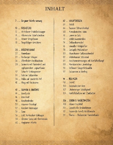 Buchcover und Innenansicht für das Buch: Das Schwarze Auge - Das offizielle Kochbuch