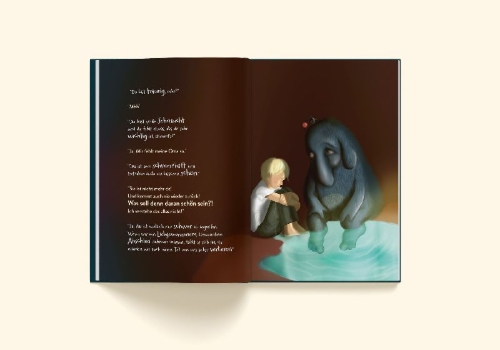 Buchcover und Innenansicht für das Buch: Vertrau mir, flüstert die Traurigkeit.