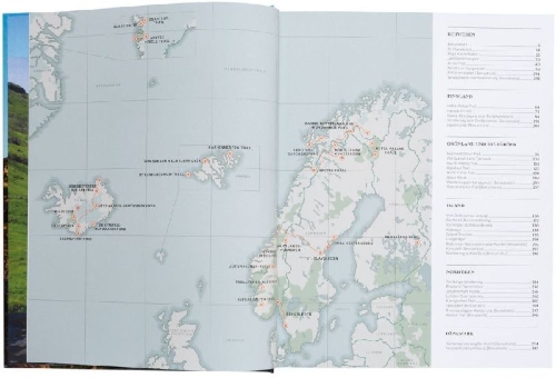 Buchcover und Innenansicht für das Buch: Wanderlust Skandinavien