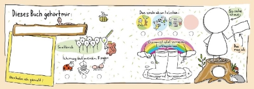 Buchcover und Innenansicht für das Buch: Freundschaftsbuch Meine Lieblingsmenschen - Erinnerungen an die Kindergartenzeit