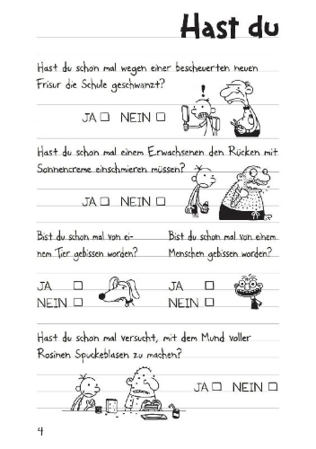 Buchcover und Innenansicht für das Buch: Gregs Tagebuch - Mach's wie Greg!