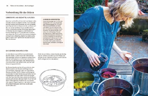 Buchcover und Innenansicht für das Buch: Das Handbuch der Pflanzenfarben