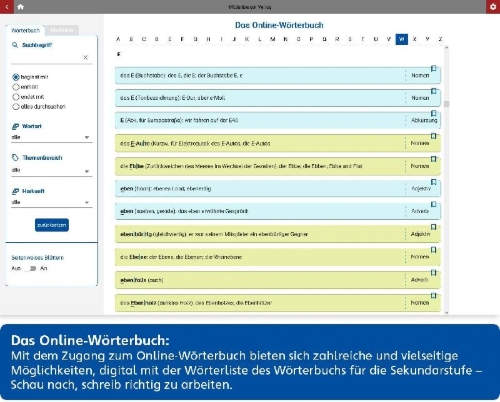Buchcover und Innenansicht für das Buch: Das Wörterbuch für die Sekundarstufe - Neubearbeitung