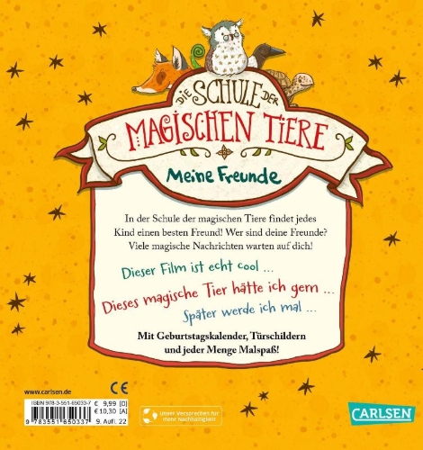 Buchcover und Innenansicht für das Buch: Die Schule der magischen Tiere: Meine Freunde (Freundebuch)