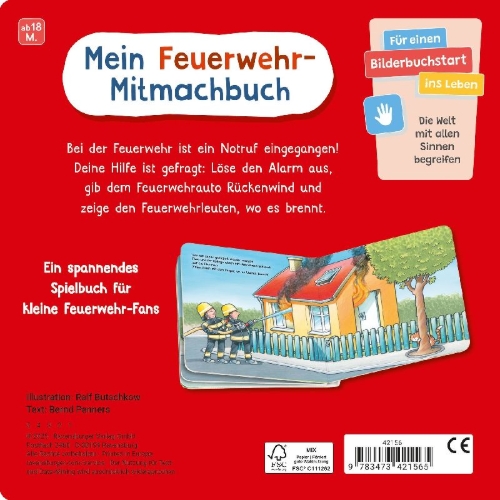 Buchcover und Innenansicht für das Buch: Tatütata! Fahr mit! Mein Feuerwehr-Mitmachbuch
