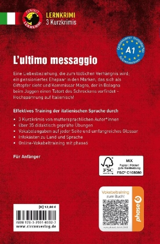 Buchcover und Innenansicht für das Buch: L'ultimo messaggio. Italienisch A1