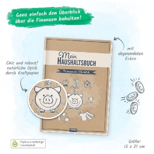 Buchcover und Innenansicht für das Buch: Trötsch Mein Haushaltsbuch Finanzen im Überblick
