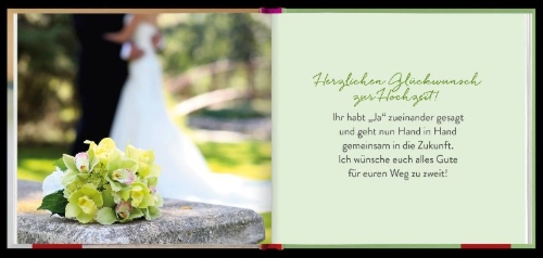 Buchcover und Innenansicht für das Buch: Was ich euch wünsche zur Hochzeit