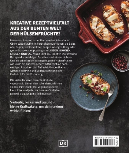 Buchcover und Innenansicht für das Buch: Linsen, Bohnen, Erbsen und Co.: Das Hülsenfrüchte-Kochbuch