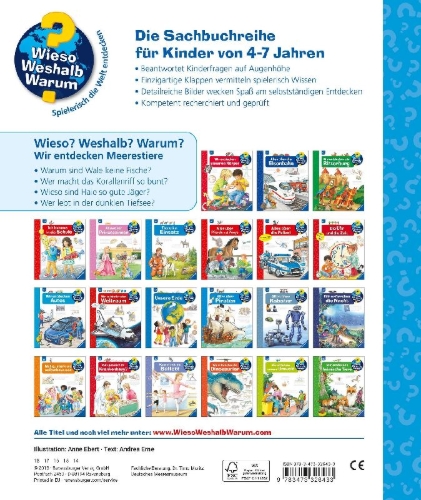 Buchcover und Innenansicht für das Buch: Wieso? Weshalb? Warum?, Band 27: Wir entdecken Meerestiere