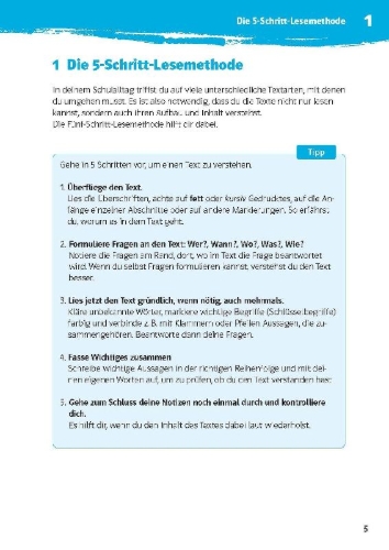 Buchcover und Innenansicht für das Buch: Klett 10-Minuten-Training Deutsch Texte lesen und verstehen 6. Klasse