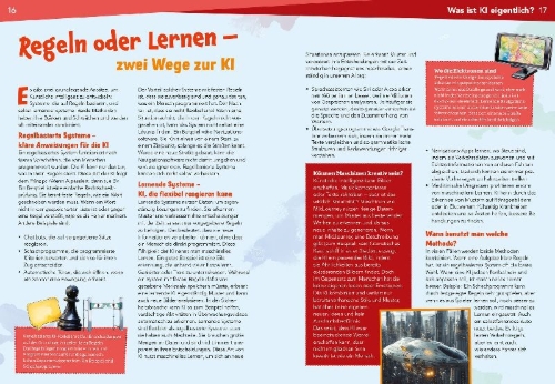 Buchcover und Innenansicht für das Buch: WAS IST WAS Naturwissenschaften easy! Schlau, schlauer, KI? Künstliche Intelligenz erleben