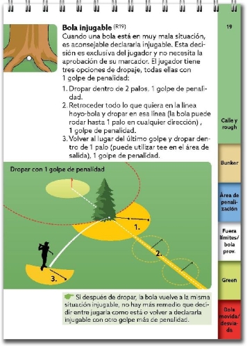 Buchcover und Innenansicht für das Buch: Reglas de golf, lo esencial 2023-2027