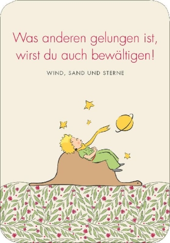 Buchcover und Innenansicht für das Buch: Der Kleine Prinz. 50 Glückskärtchen für jeden Tag