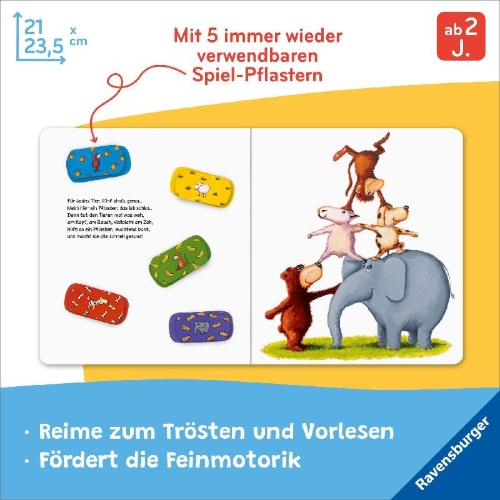 Buchcover und Innenansicht für das Buch: Pusten, trösten, Pflaster drauf!