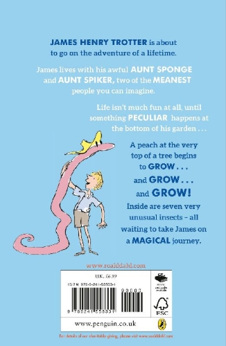 Buchcover und Innenansicht für das Buch: James and the Giant Peach