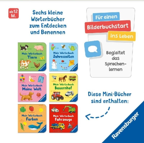 Buchcover und Innenansicht für das Buch: Meine ersten Wörter: 6 Mini-Bücher im Set