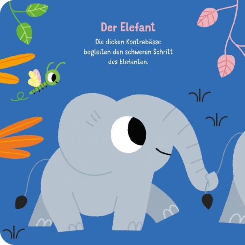 Buchcover und Innenansicht für das Buch: Mes petits imagiers sonores. Le carnaval des animaux