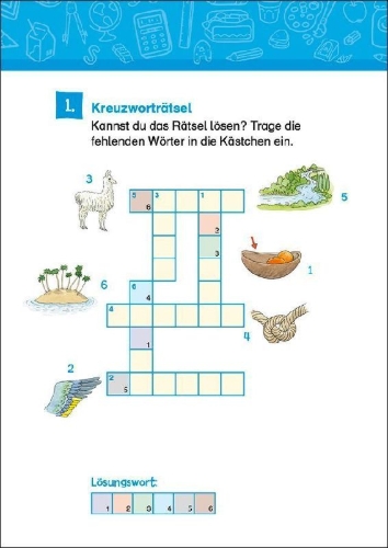 Buchcover und Innenansicht für das Buch: 66 Kreuzworträtsel für Leseprofis - 2. Klasse (Rot)