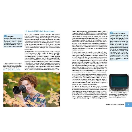 Buchcover und Innenansicht für das Buch: Canon EOS R5 Mark II - Das umfangreiche Praxisbuch zu Ihrer Profi-Kamera