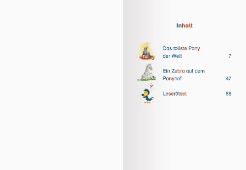 Buchcover und Innenansicht für das Buch: Ponygeschichten - Silbe für Silbe lesen lernen - Leserabe ab 1. Klasse - Erstlesebuch für Kinder ab 6 Jahren