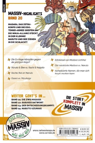 Buchcover und Innenansicht für das Buch: NARUTO Massiv 20