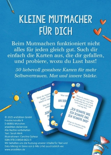Buchcover und Innenansicht für das Buch: Mutmachkarten für die Schule