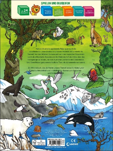 Buchcover und Innenansicht für das Buch: Das große Wimmelbuch der Tiere