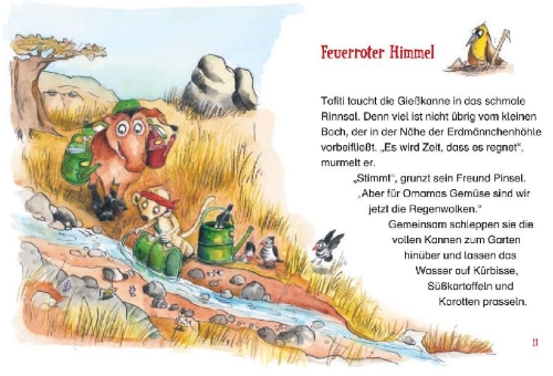 Buchcover und Innenansicht für das Buch: Tafiti und das große Feuer