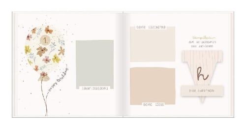 Buchcover und Innenansicht für das Buch: Baby-Album mit Stickerei Mein erstes Jahr