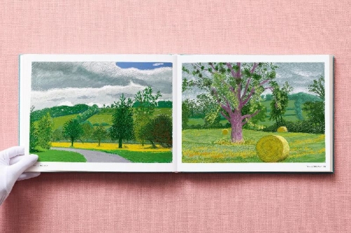 Buchcover und Innenansicht für das Buch: David Hockney. 220 for 2020