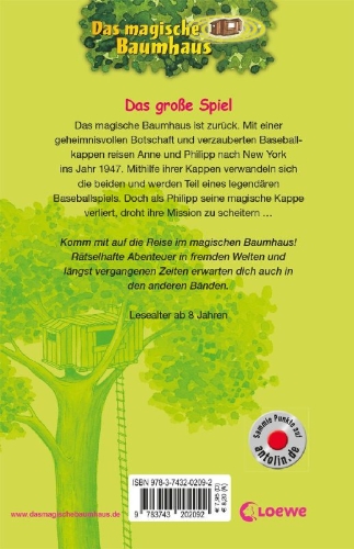 Buchcover und Innenansicht für das Buch: Das magische Baumhaus 54 - Das große Spiel