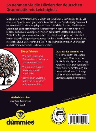 Buchcover und Innenansicht für das Buch: Deutsche Grammatik für Dummies