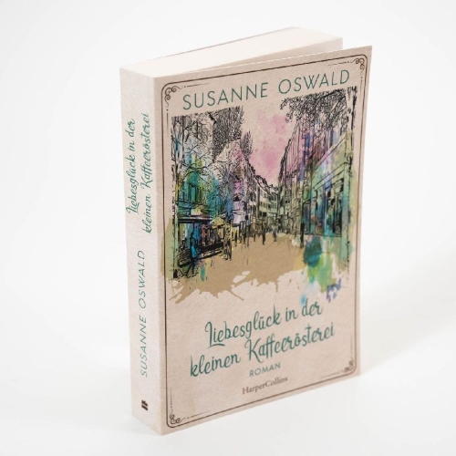 Buchcover und Innenansicht für das Buch: Liebesglück in der kleinen Kaffeerösterei