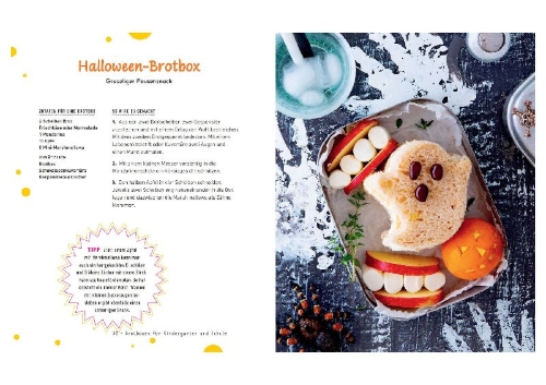 Buchcover und Innenansicht für das Buch: Lecker, lustig und gesund. Die besten Rezepte für Kinder mit Meal-Prep-Ideen. Wird garantiert gegessen