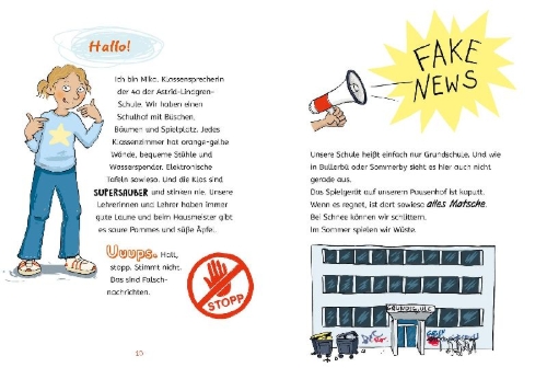 Buchcover und Innenansicht für das Buch: Keine Panik - wir stellen die Schule auf den Kopf