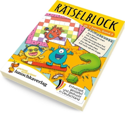 Buchcover und Innenansicht für das Buch: Rätselblock ab 7 Jahre, Band 3