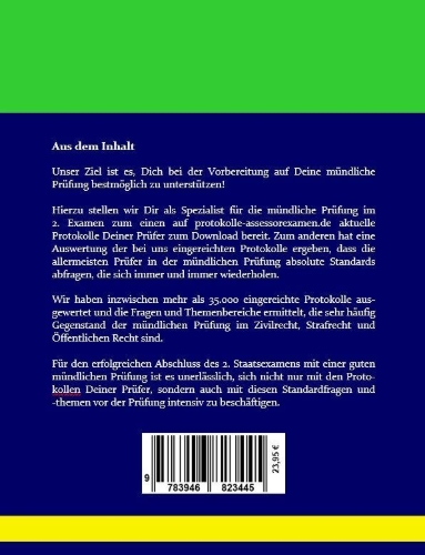 Buchcover und Innenansicht für das Buch: Standardfragen und -themen in der mündlichen Prüfung im 2. Examen